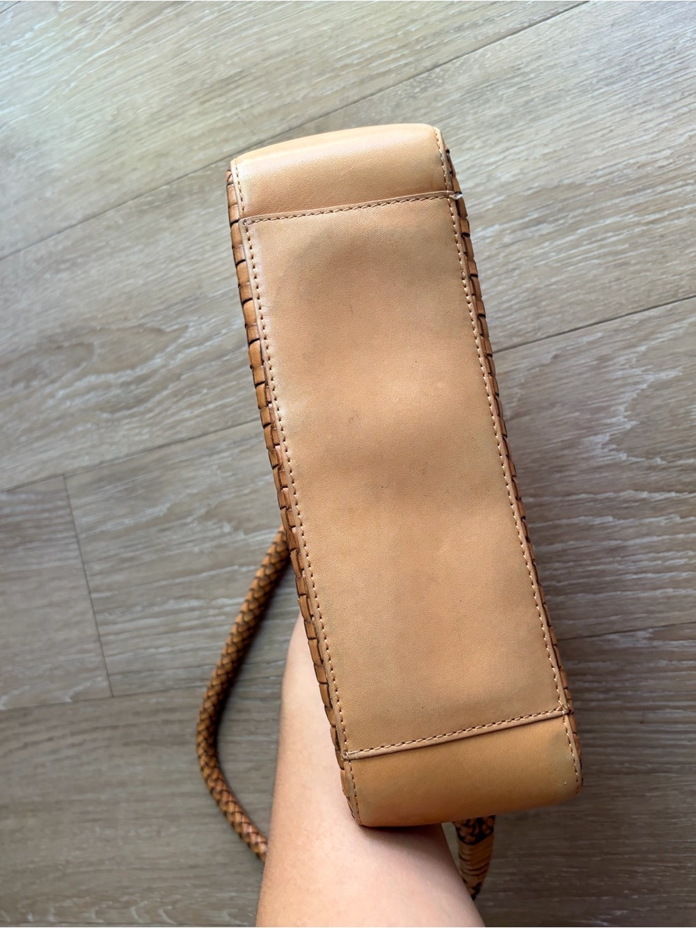 Vintage Fossil Woven Tan Leather Shoulder Bag - Picture 11 of 15